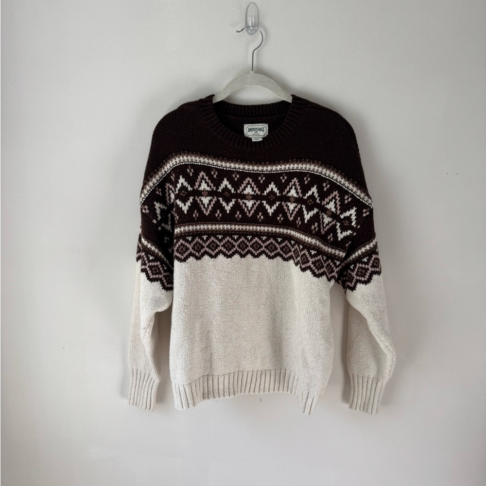American Eagle Medium Brown and Cream Sweater